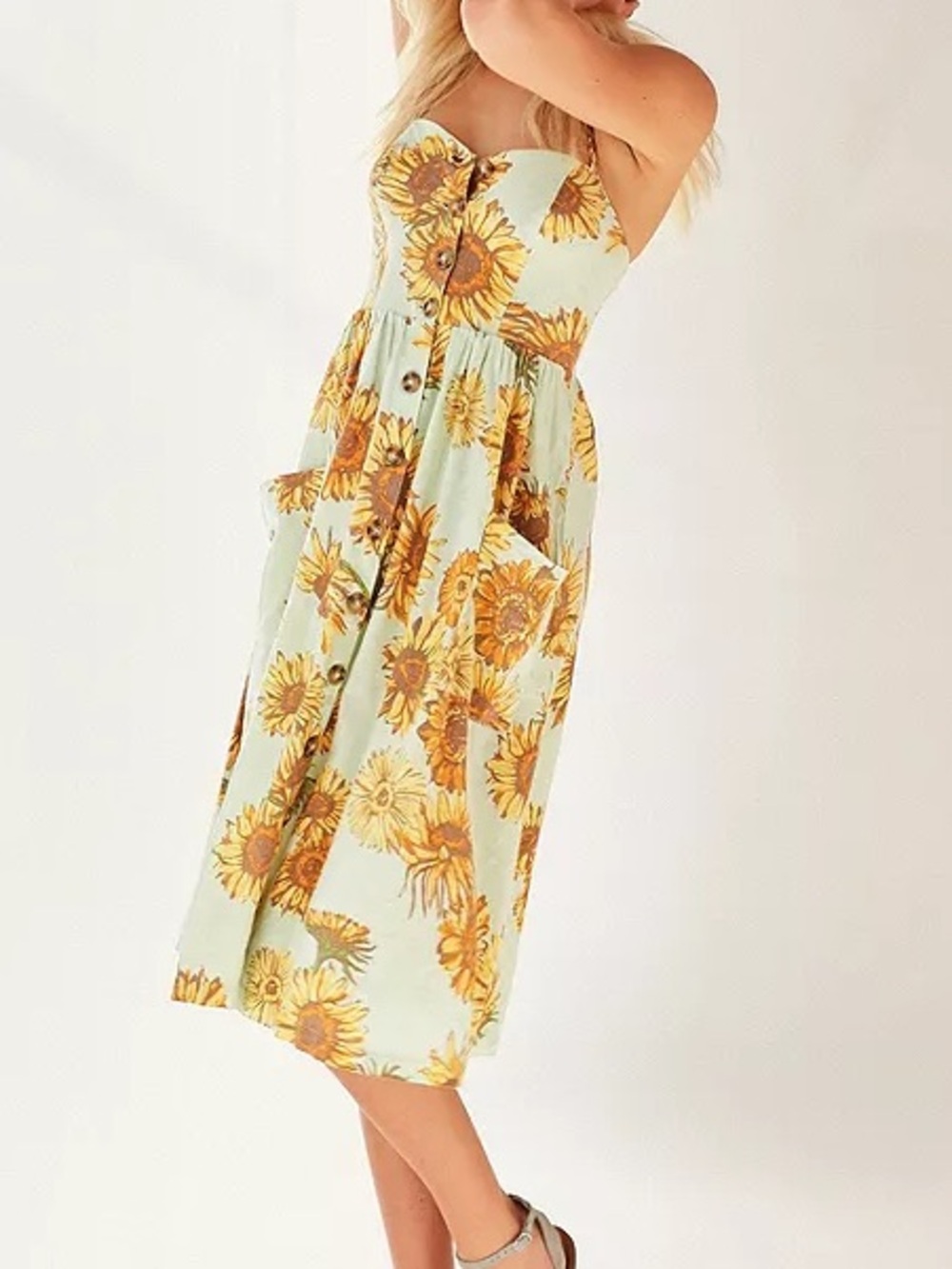 Urban Outfitters Cooperative Sunflower Strapless Midi Dress